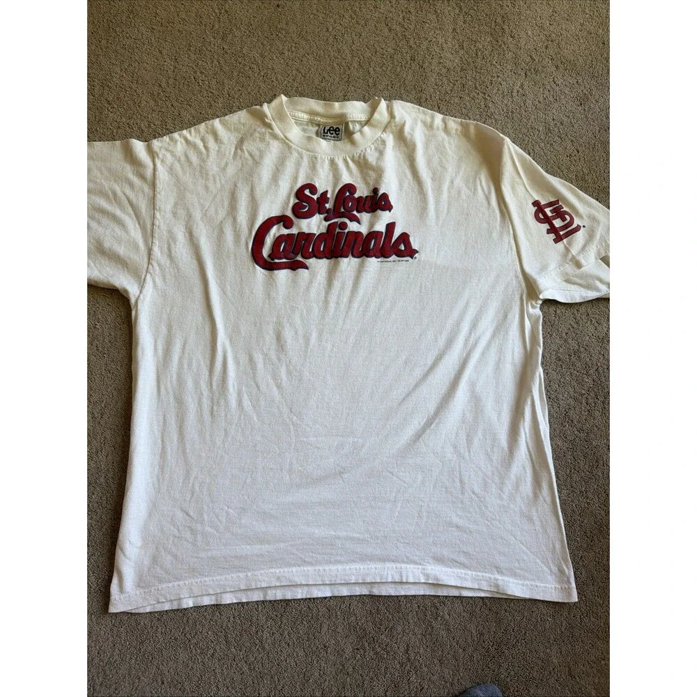 Vintage 2000 Lee Sport St Louis Cardinals Puffy Paint MLB White Graphic XL Shirt
